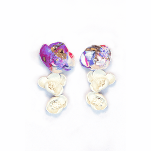 Koyu Painted Flower Earrings with Gold