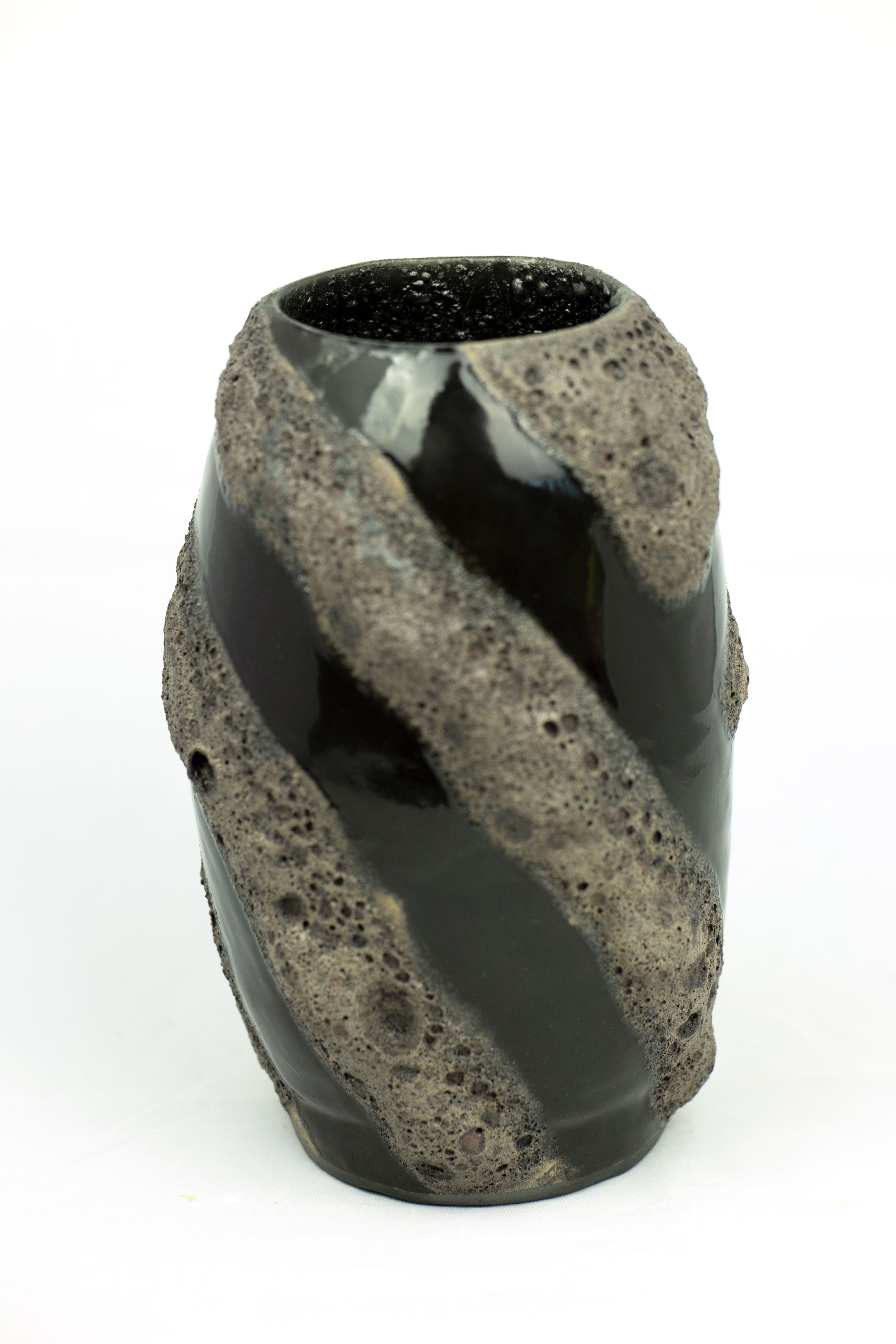 Black Lava Laze on Porcelain Vessel (SOLD)