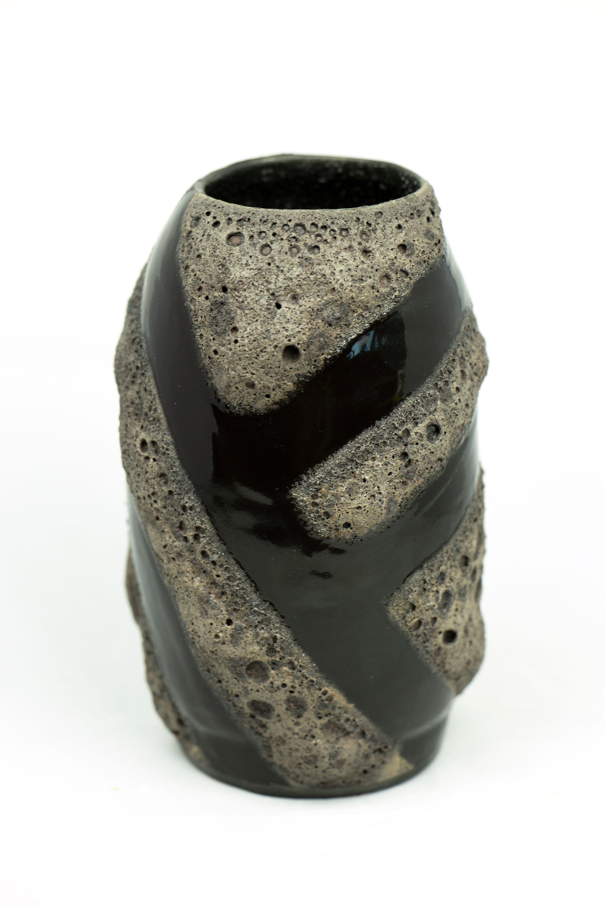 Black Lava Laze on Porcelain Vessel (SOLD)